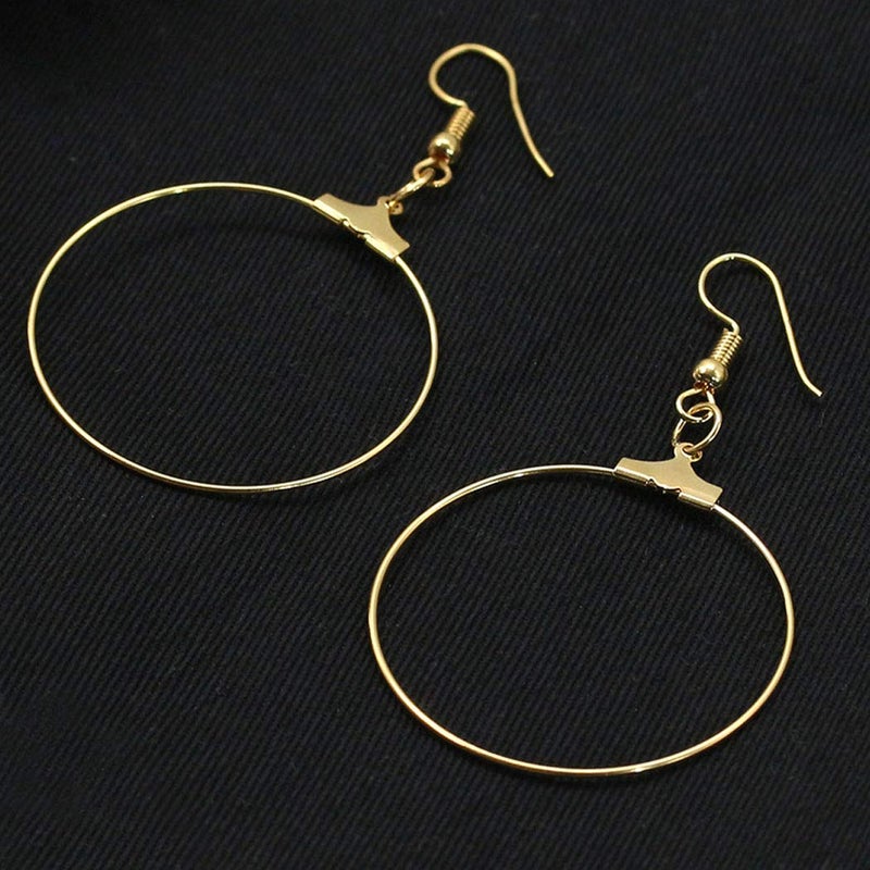 Tongcloud 120pcs Round Beading Hoop Earring Finding Component Accessories for Jewelry Making 2 Size (Gold and Sliver, 30mm and 40mm) - Image 4